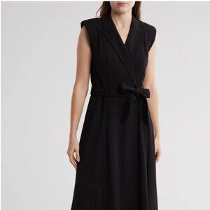 CALVIN KLEIN BELTED PEAK  LAPEL WRAPED DRESS (2)